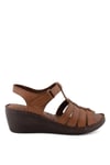 Elit 22D-012 Kadın Hakiki Deri Sandalet Taba