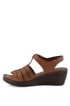 Elit 22D-012 Kadın Hakiki Deri Sandalet Taba