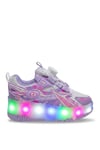 Elit Kız Çocuk RGB LED Işıklı Çıkarılabilir Tekerlekli PATEN Ayakkabı Lila