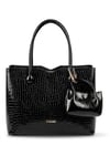 Elit VSN3124R Kadın Rugan Kol ve Omuz Çantası Siyah Baskılı