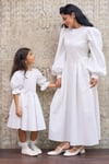 Beyaz Gofre Anne-Kız Elbise Kombini (TEKLİ SATILMAKTADIR)