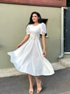 Beyaz Karpuz Kol Kloş Krep Elbise