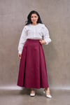 Bordo Çift Pileli Gabardin Etek