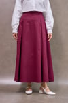 Bordo Çift Pileli Gabardin Etek