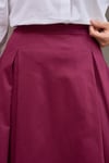 Bordo Çift Pileli Gabardin Etek