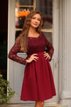 Bordo Dantelli Elbise