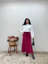 Bordo Fitilli Kadife A Kesim Etek