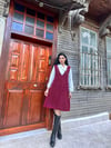 Bordo Kaşe Kısa Jile Elbise