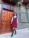 Bordo Kaşe Kısa Jile Elbise