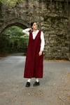 Bordo Kaşe Uzun Kışlık V Yaka Jile Elbise