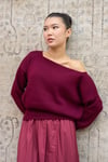 Bordo Kayık Yaka Triko Oversize Kazak