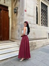 Bordo Kloş Poplin Etek