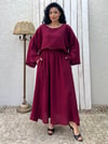 Bordo Müslin Salaş Bluz Ve Kloş Etek Takımı (2'Lİ TAKIM)