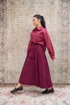 Bordo Pileli Gabardin Etek