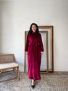 Bordo Uzun Kadife Elbise