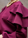 Bordo Volanlı Krep Bluz