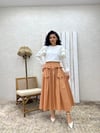Camel Fiyonklu Poplin Etek