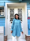 Fırfır Yakalı Mavi Poplin Tunik