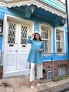 Fırfır Yakalı Mavi Poplin Tunik