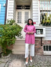Fırfır Yakalı Pembe Poplin Tunik