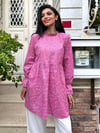Fırfır Yakalı Pembe Poplin Tunik
