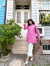 Fırfır Yakalı Pembe Poplin Tunik