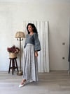 Gri Papatyalı Kloş Poplin Etek