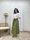 Haki Yeşil Poplin Kloş Etek