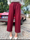 Kadın Bordo Renk Yün Efekt Pantolon