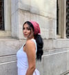 Kırmızı Minik Çiçekli Dantel Detaylı Poplin Bandana