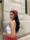 Kırmızı Puantiyeli Bağlama Detaylı Poplin Bandana