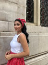 Kırmızı Puantiyeli Bağlama Detaylı Poplin Bandana