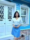 Kısa Mavi Yün Efekt Etek