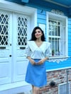 Kısa Mavi Yün Efekt Etek