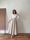 Krem-Kahve Çiçekli Kloş Poplin Etek