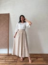 Krem-Kahve Çiçekli Kloş Poplin Etek