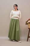 Krem Kayık Yaka Triko Oversize Kazak
