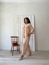 Krem Keten Pantolon-Bağlamalı Bluz Takımı (2 li Takım)