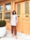 Krem Küçük Çiçekli Bebe Yaka Uzun Poplin Tunik
