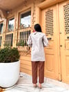 Krem Küçük Çiçekli Bebe Yaka Uzun Poplin Tunik