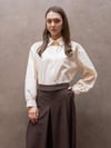Krem Yakalı Poplin Gömlek
