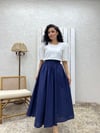 Lacivert Poplin Kloş Etek