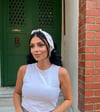 Lavanta Desenli Bağlama Detaylı Poplin Bandana