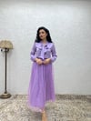 Lila Tüllü Simli Etek