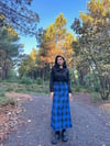Mavi A Kesim Uzun Ekose Etek