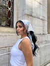 Mavi Pastel Dantel Detaylı Bandana