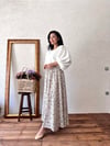 Mini Çiçekli Gri-Kahve  Kloş Poplin Etek