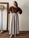 Mini Çiçekli Gri-Kahve  Kloş Poplin Etek