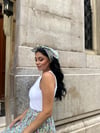 Mint Yeşili Çiçekli Bağlama Detaylı Poplin Bandana