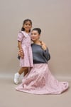 Pembe-Bordo Balon Etek ve Kız Çocuk Vintage Yakalı Kloş Elbise Anne-Kız Kombini (TEKLİ SATILMAKTADIR)